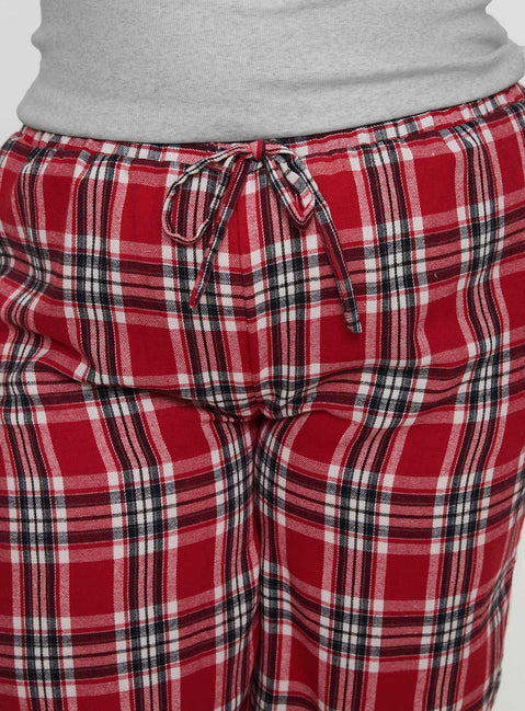 In The Morning Sleep Pant Red Check Curve