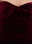 product Princess Polly Irena Strapless Maxi Dress Burgundy Curve Sweetheart Neckline 