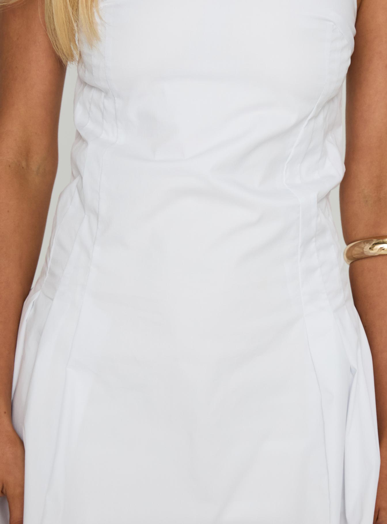 back view of model wearing Princess Polly Songs Of Summer Mini Dress White Square Neck 