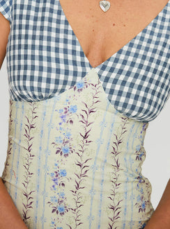 back view of model wearing Princess Polly Saije Maxi Dress Multi Floral V-Neck 