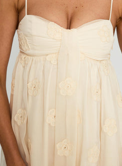 back view of model wearing Princess Polly Sparks Fly Mini Dress Cream Sweetheart Neckline 