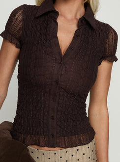 Melaniya Button Up Top Chocolate