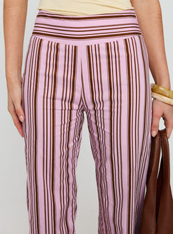 front view of model wearing Princess Polly Leocadie Pants Pink Stripe High Waisted Pants 