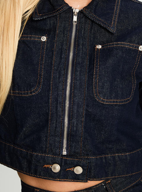 Stallion Cropped Jacket Indigo