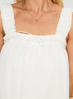 back view of model wearing Princess Polly Cupids Bow Mini Dress White Square Neck 