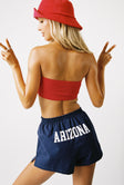 back view of model wearing Princess Polly U of A Bandeau Top Red Sleeveless straight 