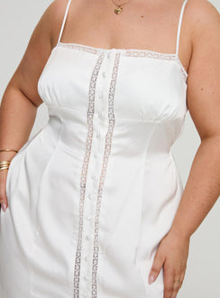 back view of model wearing Princess Polly Ematie Maxi Dress White Curve Square Neck 