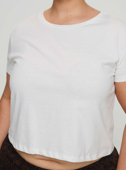 back view of model wearing Princess Polly Micah Tee White Curve Short Sleeves Crew Neck 