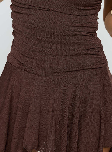 Minxie Strapless Romper Brown