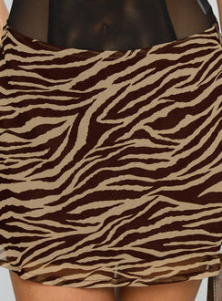 product Princess Polly Feed The Soul Mini Skirt Brown / Zebra Mini Skirts 