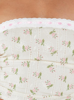 product Princess Polly Sleeveless Asymmetric Neckline  Chariot Strapless Top White / Floral