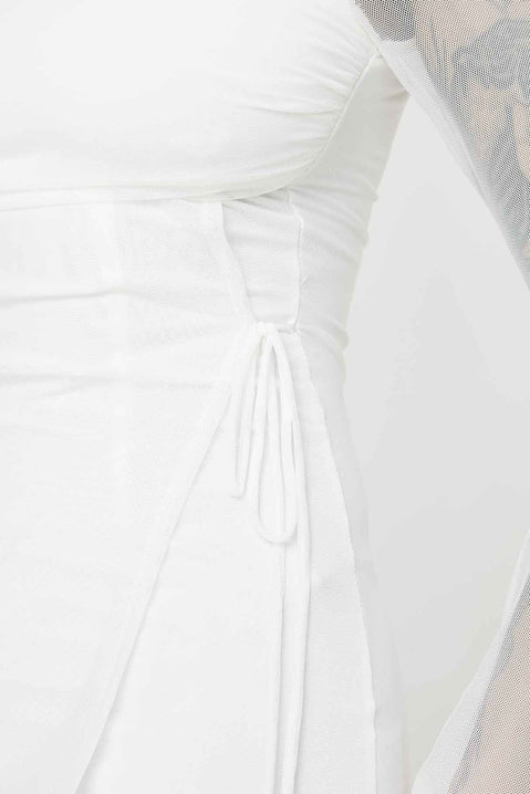 product Princess Polly Martinez Long Sleeve Mini Dress White Tall Square Neck 