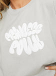 product Princess Polly Princess Polly Crew Neck Sweatshirt Bubble Text Grey / Cloud White Long 