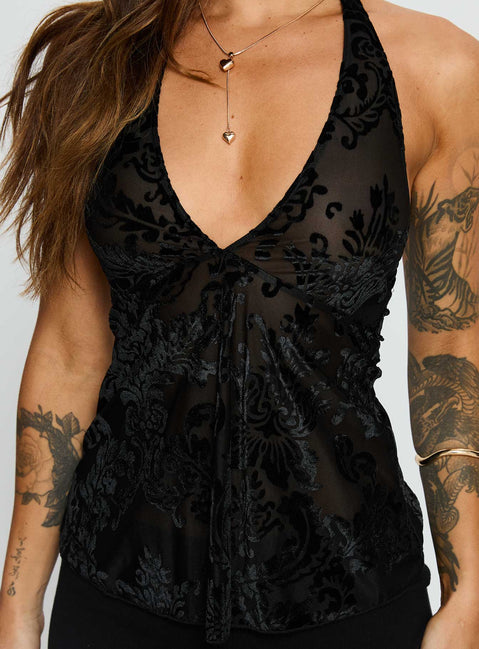 Eccentric Halter Top Black