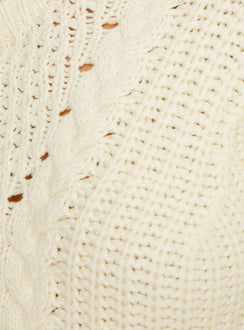 Kynlee Cable Knit Sweater Cream Princess Polly  regular 