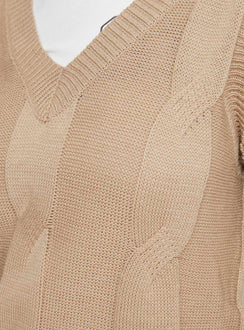 Altman Cable Knit Vest Beige Princess Polly  Cropped 