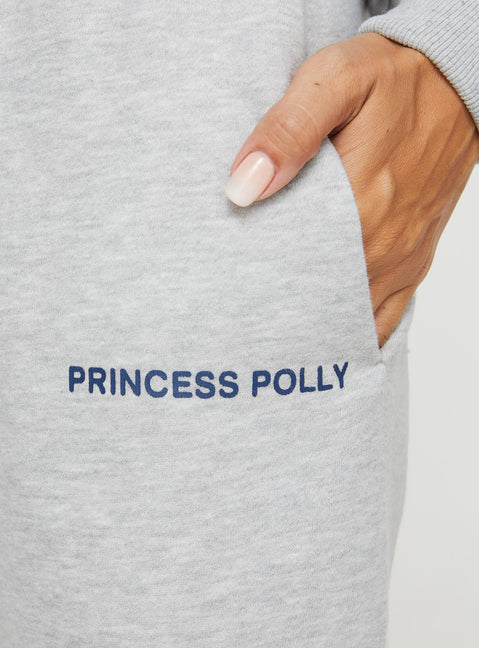 product Princess Polly  Princess Polly Straight Leg Track Pants Text Grey Marle
