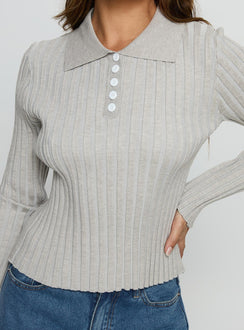 Wakely Collared Long Sleeve Top Grey