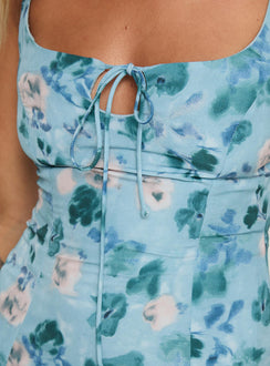 product Princess Polly Mercure Mini Dress Blue Floral Square Neck 