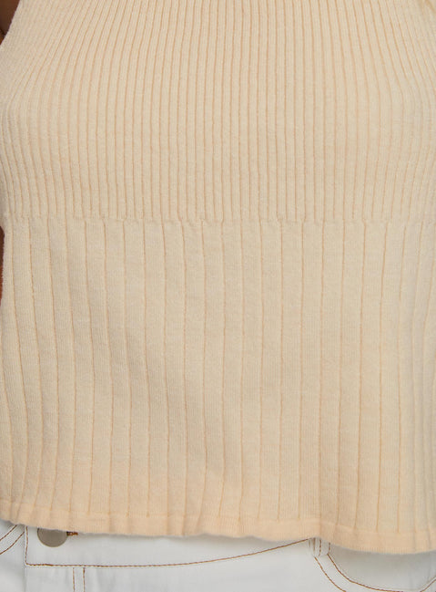 product Princess Polly Jiraiya Top Cream Sleeveless Crew Neck 