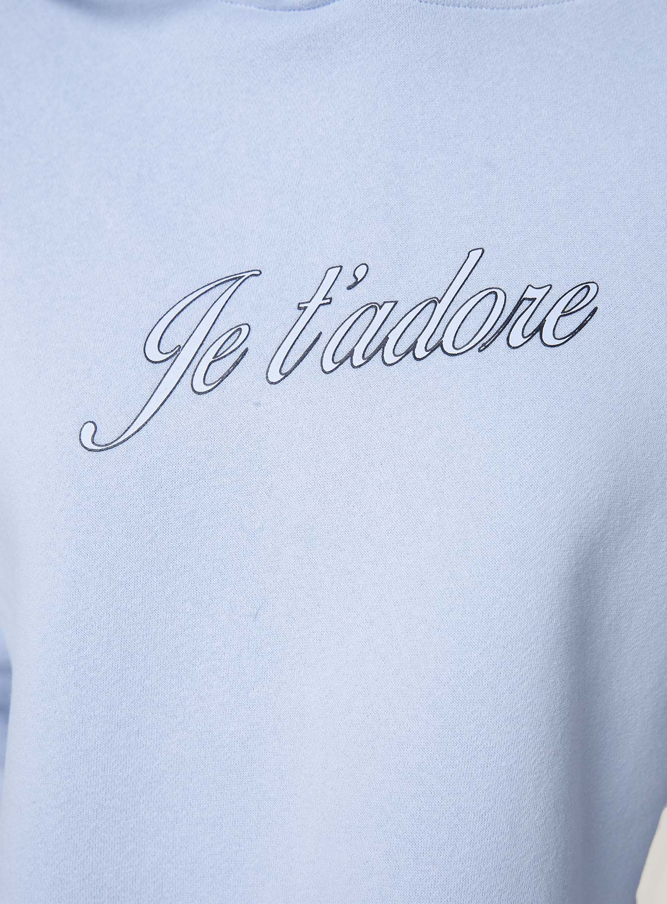 Je T'adore Crew Cropped Hooded Sweatshirt Pale Blue Princess Polly  Cropped 