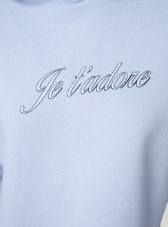 Je T'adore Crew Cropped Hooded Sweatshirt Pale Blue Princess Polly  Cropped 
