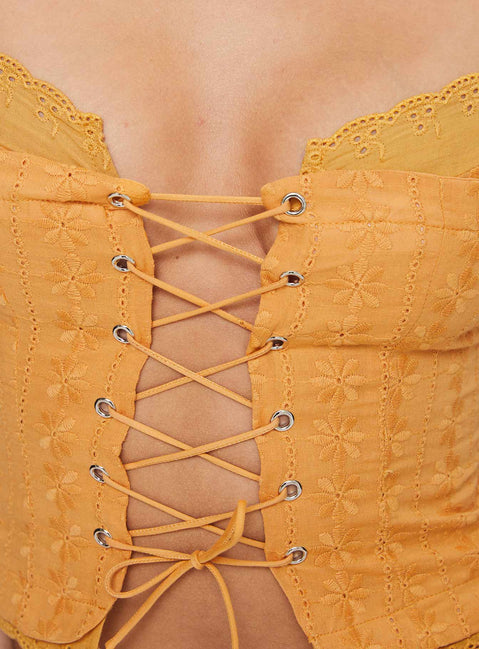 product Princess Polly Amitri Lace Up Top Orange Sleeveless Plunger 
