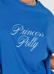 product Princess Polly Three Fourth Sleeves Crew Neck  Princess Polly Cursive Oversized Tee Blue / White