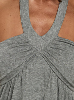 Bring The Night Halter Ruched Mini Dress Grey