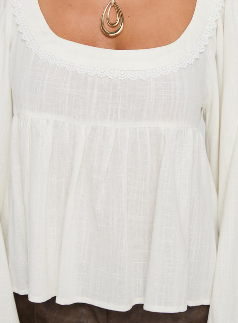 Benjie Long Sleeve Top White