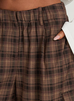 Brenn Baggy Longline Shorts Braunes Karo