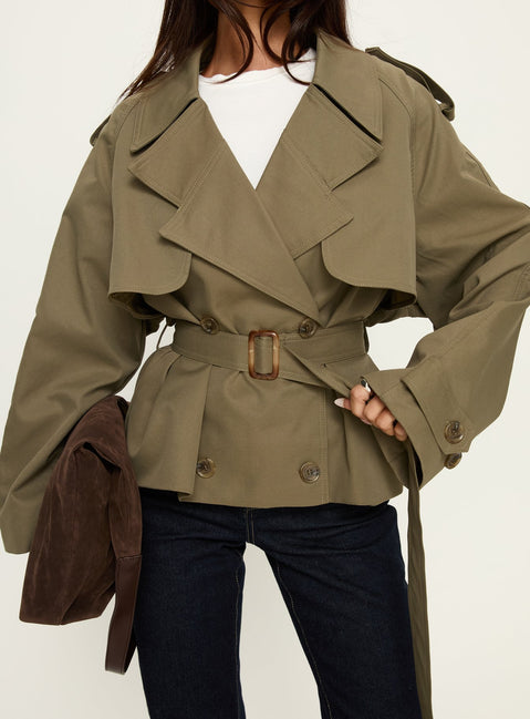 Eldora Cropped Trench Coat Green