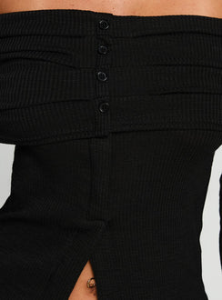 product Princess Polly Victorea Off Shoulder Top Black Full Sleeves straight 