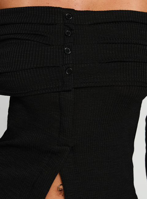 product Princess Polly Victorea Off Shoulder Top Black Full Sleeves straight 