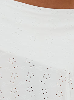 Opalie Asymmetrical Midi Skirt White Broderie