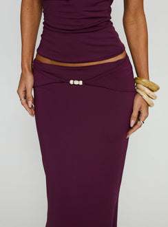 back view of model wearing Princess Polly Vanecia Maxi Skirt Purple Maxi Skirts 