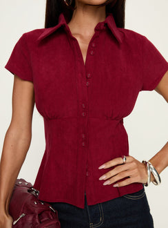 Cottesloe Cord Blouse Top Wine