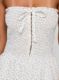 How To Love Tie Detail Romper White Floral