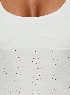Opalie Halter Top White Broderie