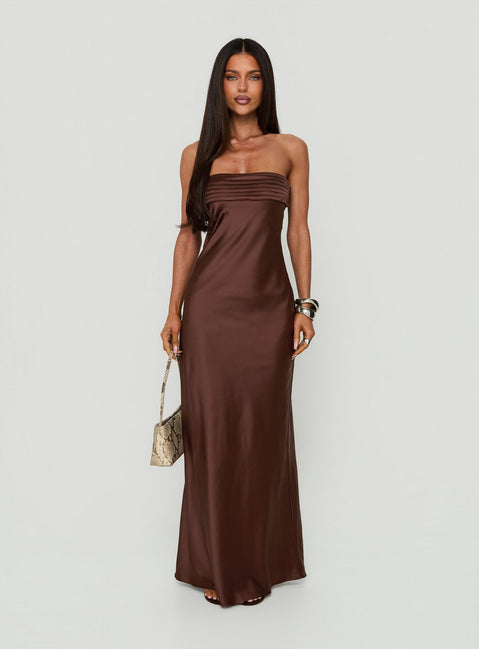 Khalotte Strapless Maxi Dress Brown