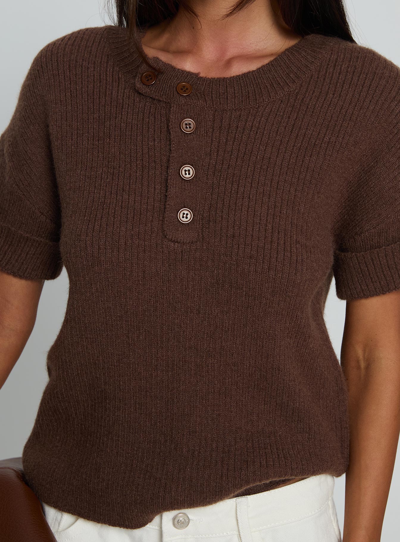 Brandii Button Up Top Chocolate