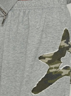 Chelzie Longline Applique Track Jorts Grey Marle / Camo