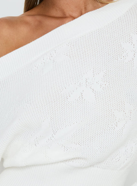 Lalola Asymmetrical Knit Jumper White