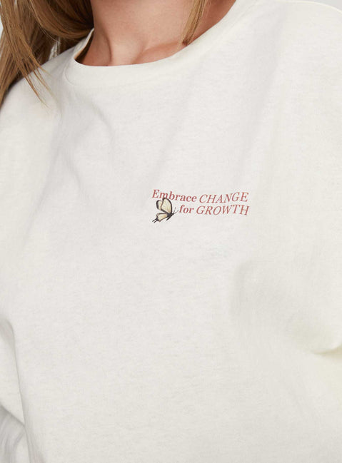 product Princess Polly Princess Polly x Butterfly Foundation Charity Merch Tee Cream Half Sleeves Crew Neck 