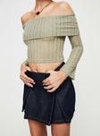 Front view of model wearing  front Sawan Pleated Denim Mini Skirt Dark Wash Princess Polly  Mini Skirts Mini Skirts 