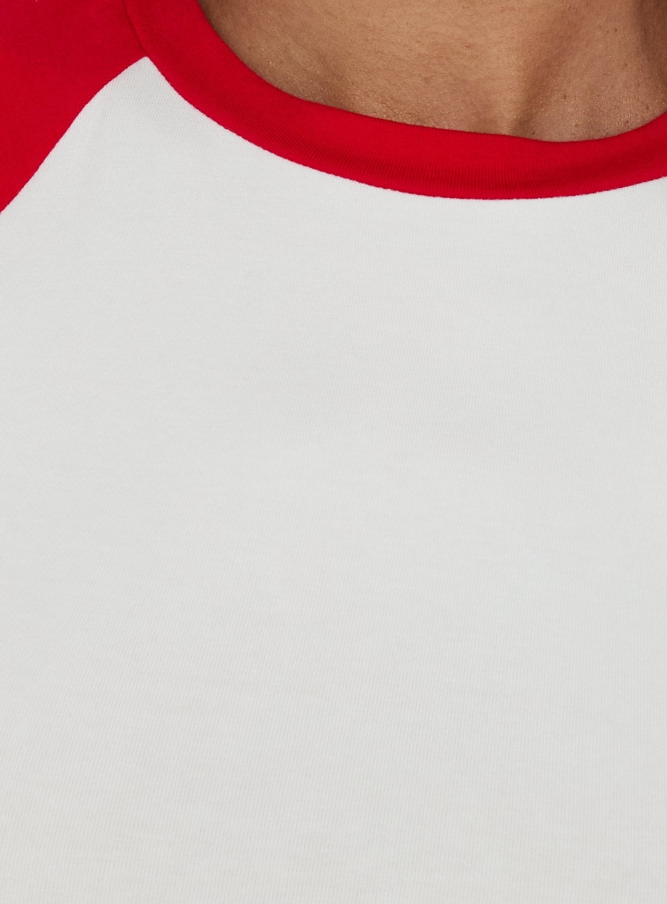 Situationship Raglan Short Sleeve Baby Tee White / Red