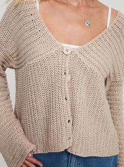 product Princess Polly Maela Knit Cardigan Mocha Cropped 