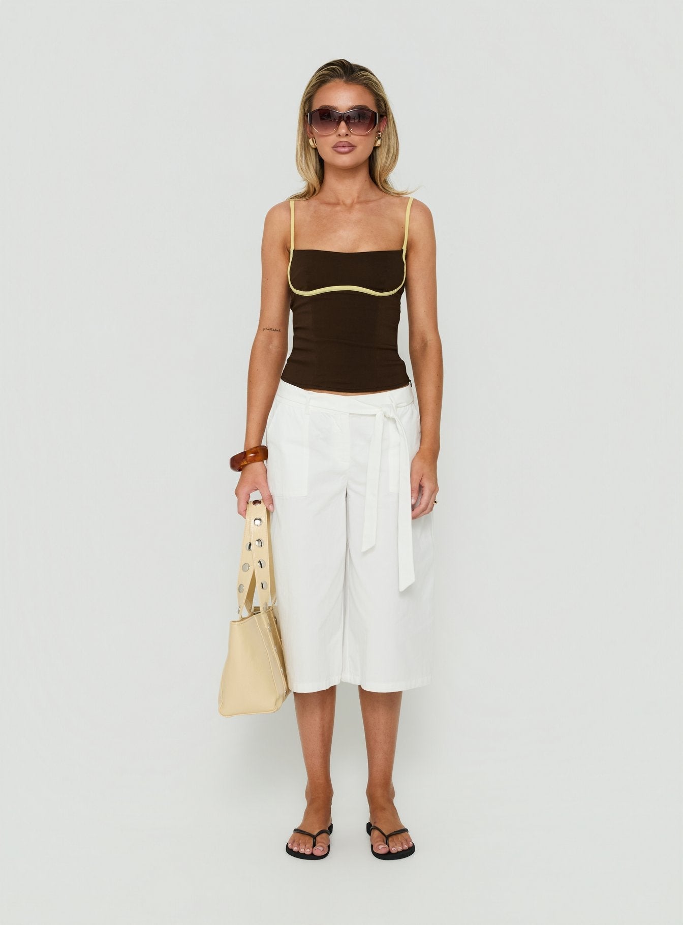 Zelaida Contrast Corset Top Brown / Butter