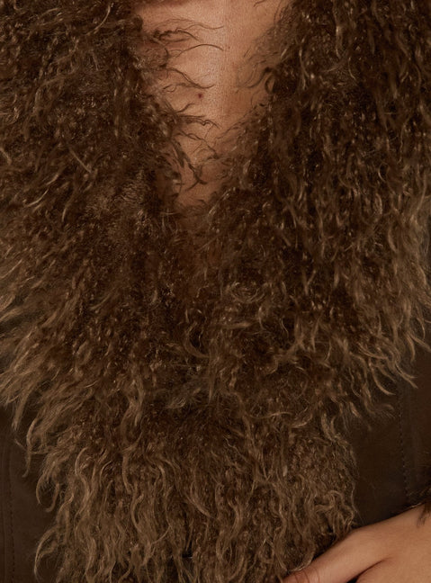 Adalyna Faux Fur Jacket Brown
