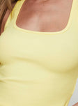 Baseline Square Neck Rib Tank Top Lemon